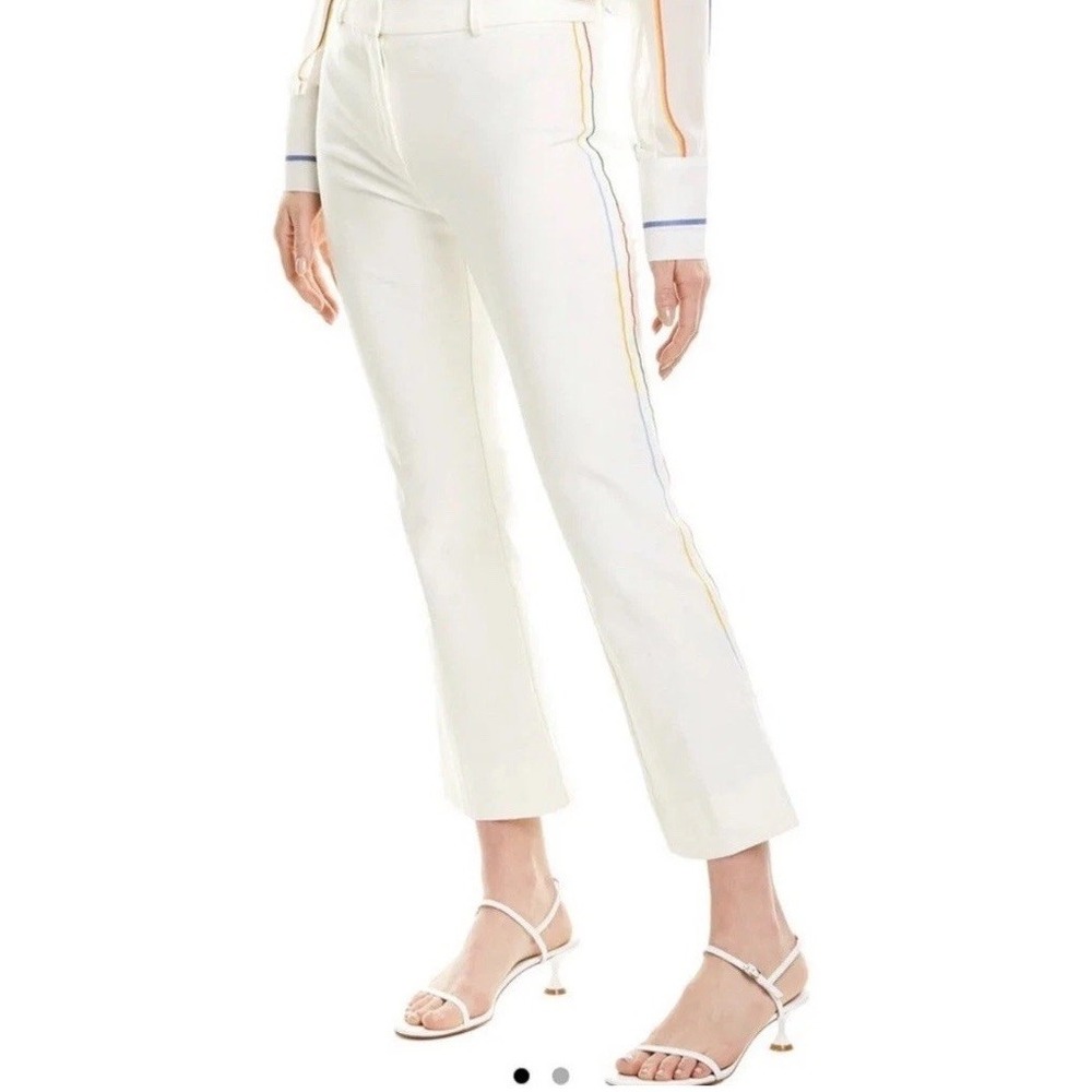 DEREK LAM IO CROSBY Soft White‎ Ankle Pants Rainbow Side Striped Size 2 $345 NWT